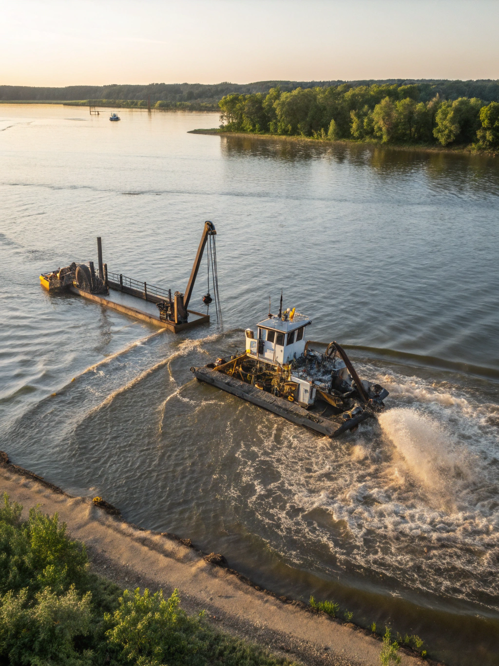 Large scale dredging operations on the Nile canal