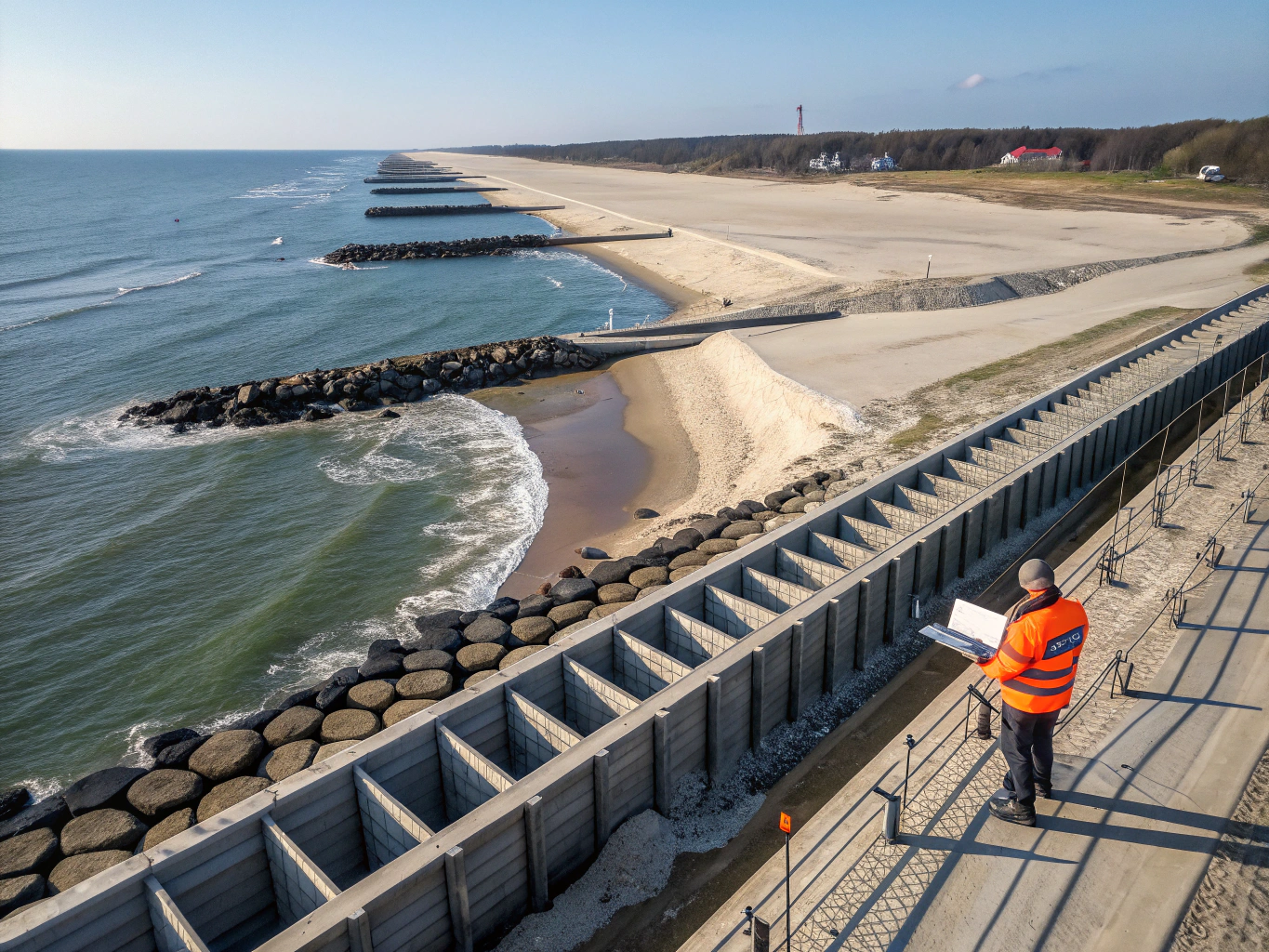 Shoreline reinforcement project along the Mediterranean coast